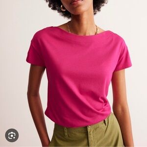 Boden Super Soft Boat Neck Tee in Cherry Jam